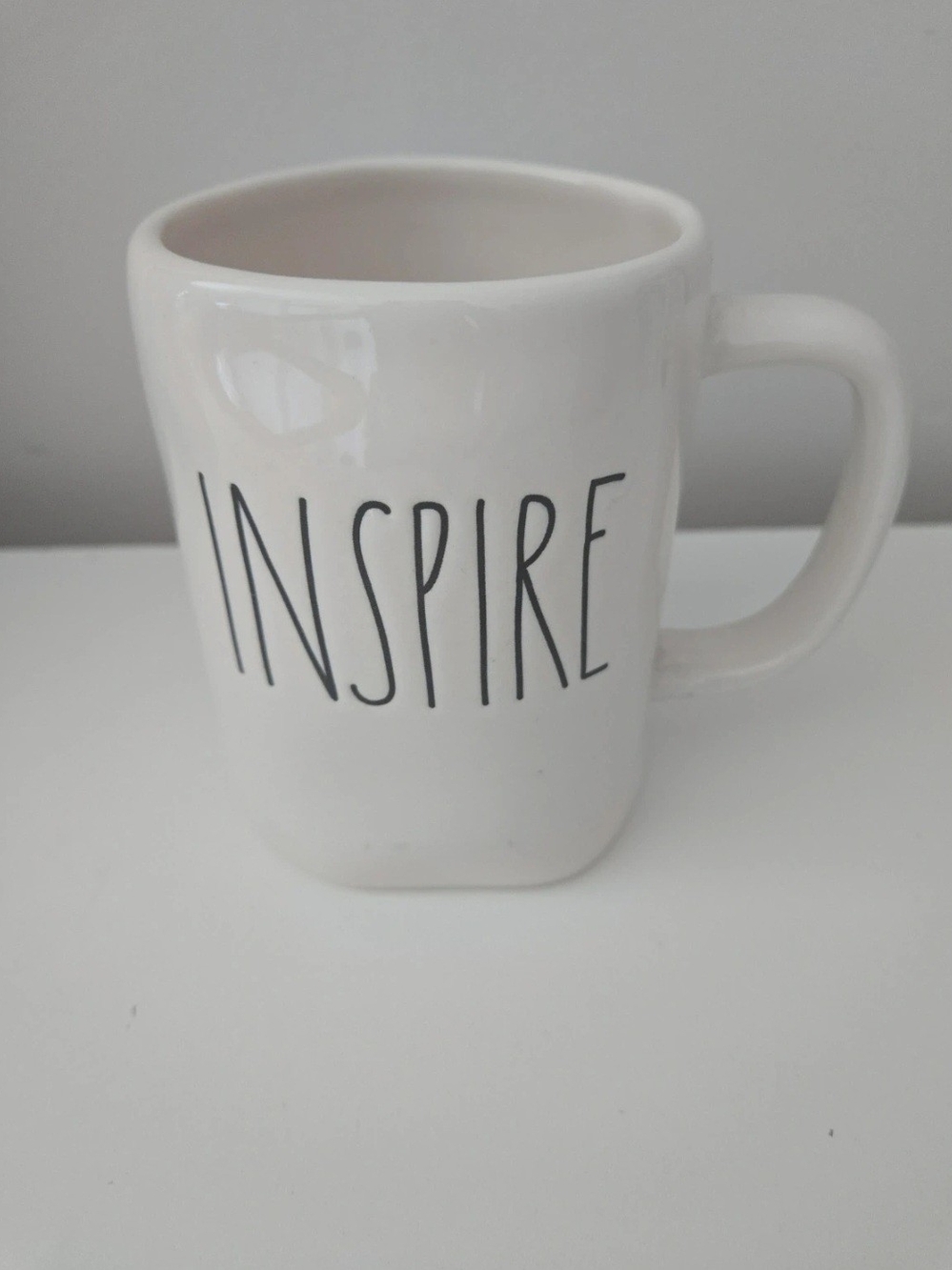 White 'Inspire' Ceramic Coffee Mug - Neutral Home Dining Accent
